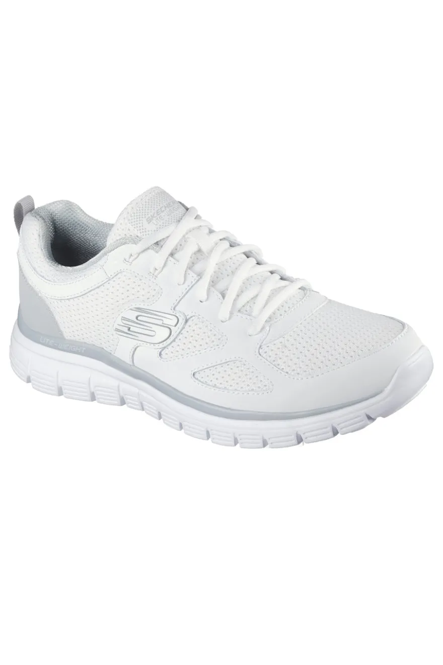 Sneakers bianche in pelle e mesh con soletta memory foam Skechers Burns Agoura da Uomo