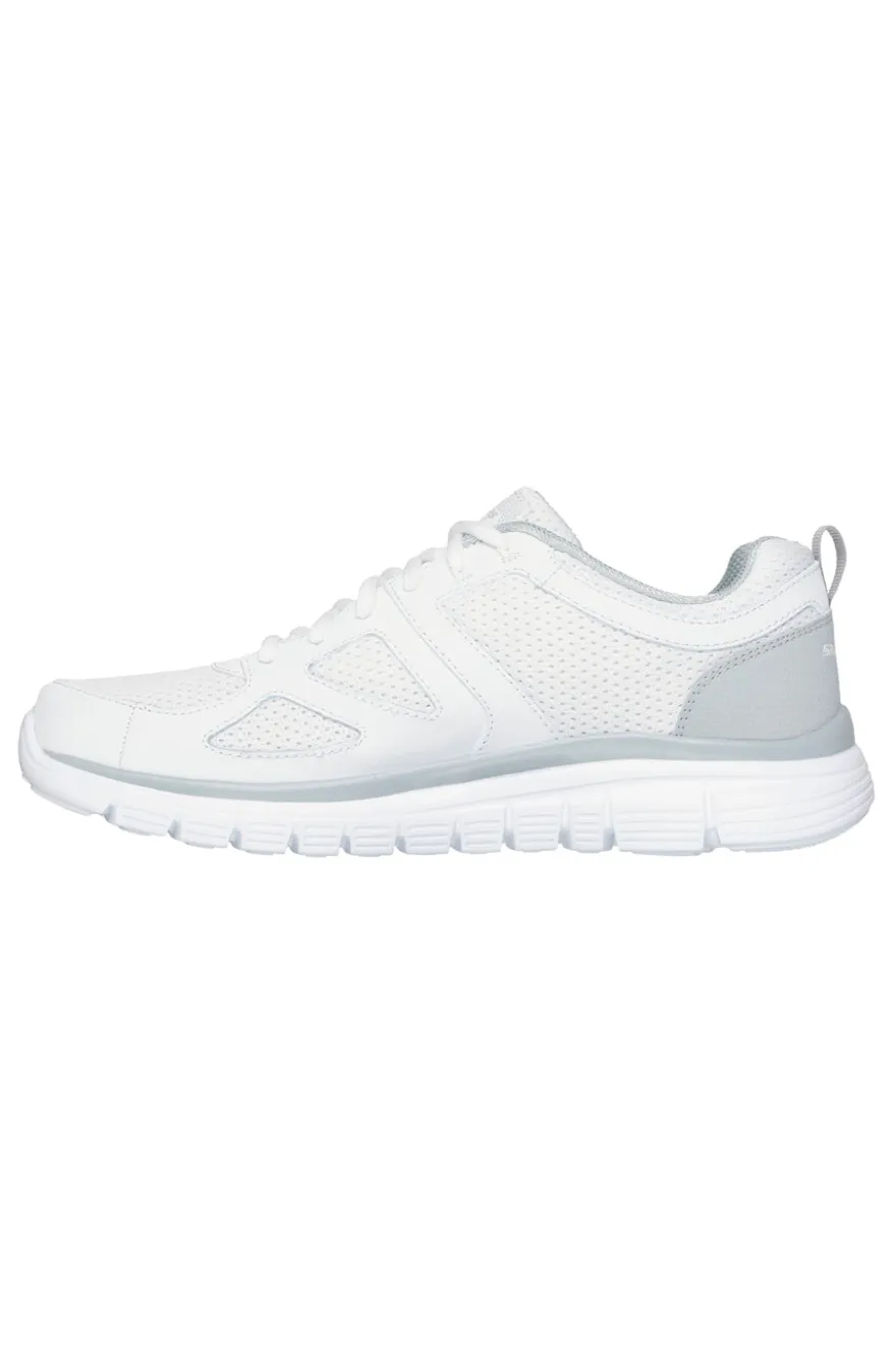 Sneakers bianche in pelle e mesh con soletta memory foam Skechers Burns Agoura da Uomo
