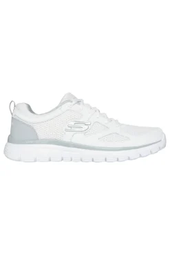Sneakers bianche in pelle e mesh con soletta memory foam Skechers Burns Agoura da Uomo