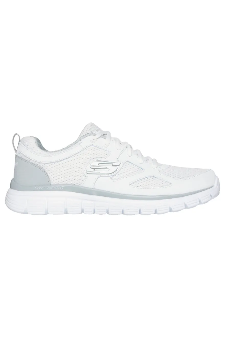Sneakers bianche in pelle e mesh con soletta memory foam Skechers Burns Agoura da Uomo