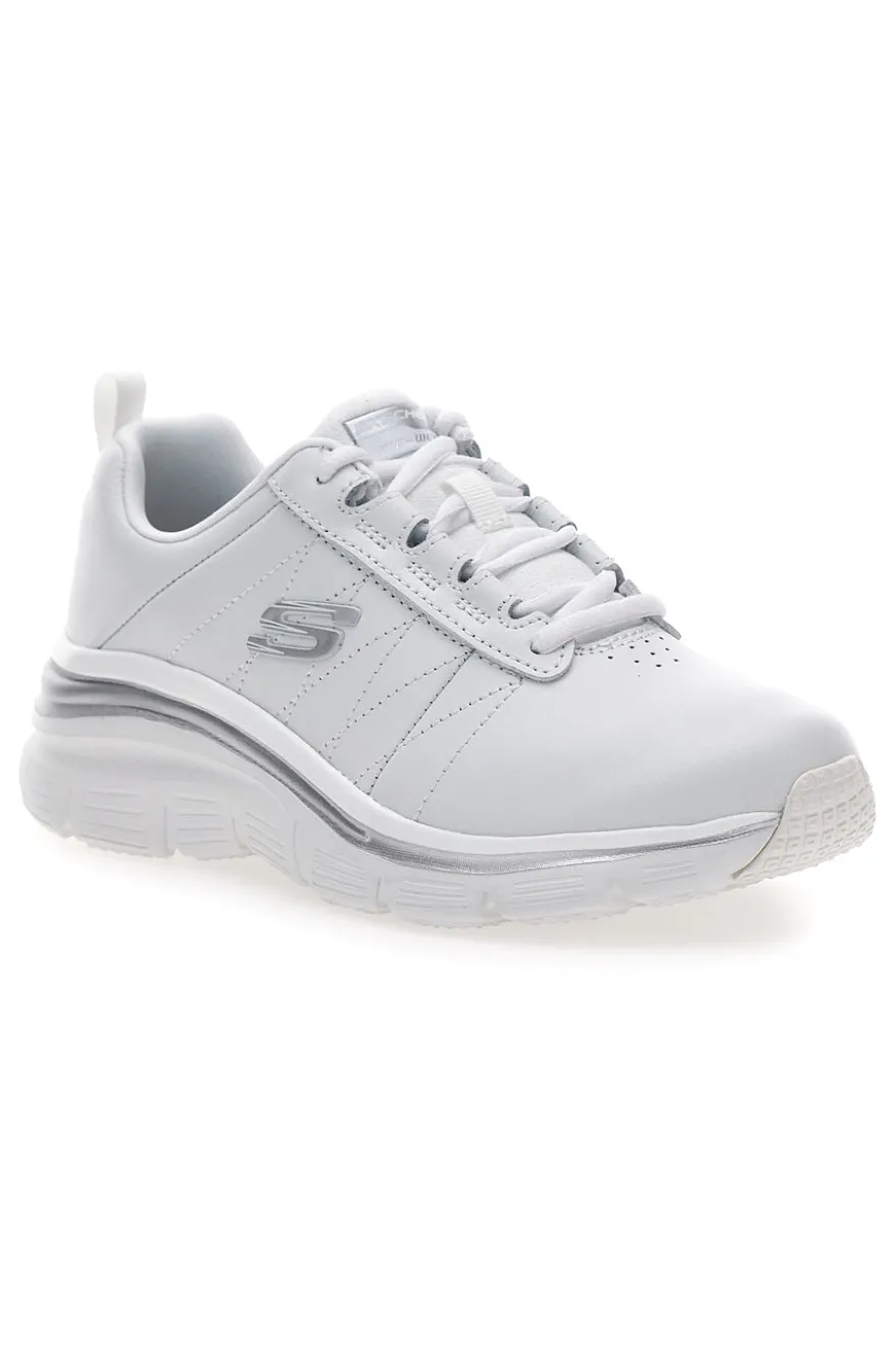 Sneakers bianche in pelle con Memory Foam Skechers Fashion Fit Effortless