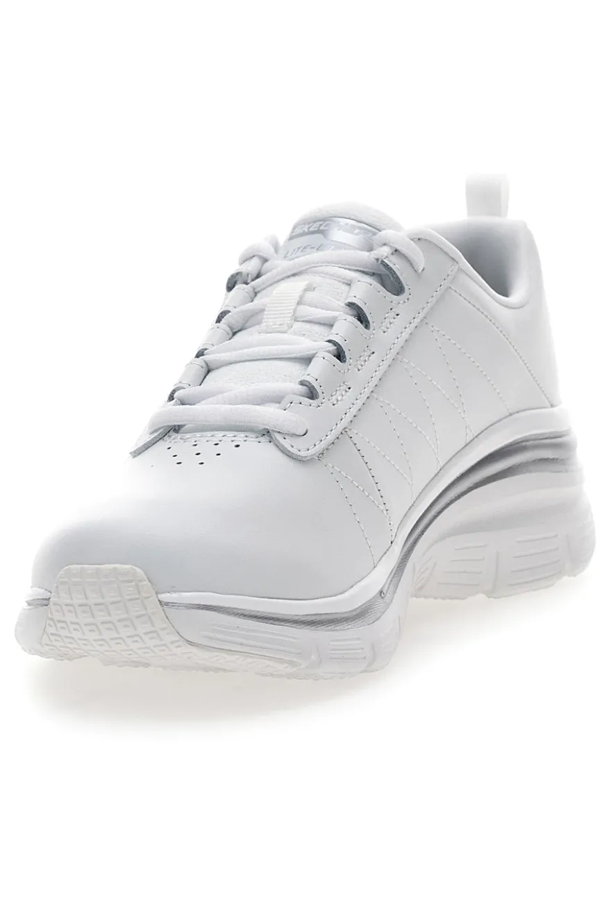 Sneakers bianche in pelle con Memory Foam Skechers Fashion Fit Effortless