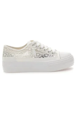 Sneakers bianche in pizzo con suola platform Energy E111