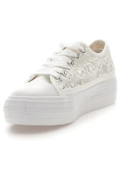 Sneakers bianche in pizzo con suola platform Energy E111
