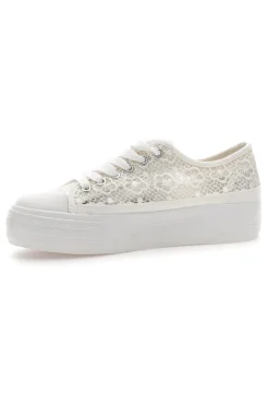 Sneakers bianche in pizzo con suola platform Energy E111