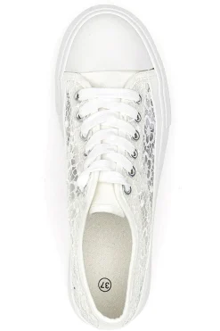 Sneakers bianche in pizzo con suola platform Energy E111