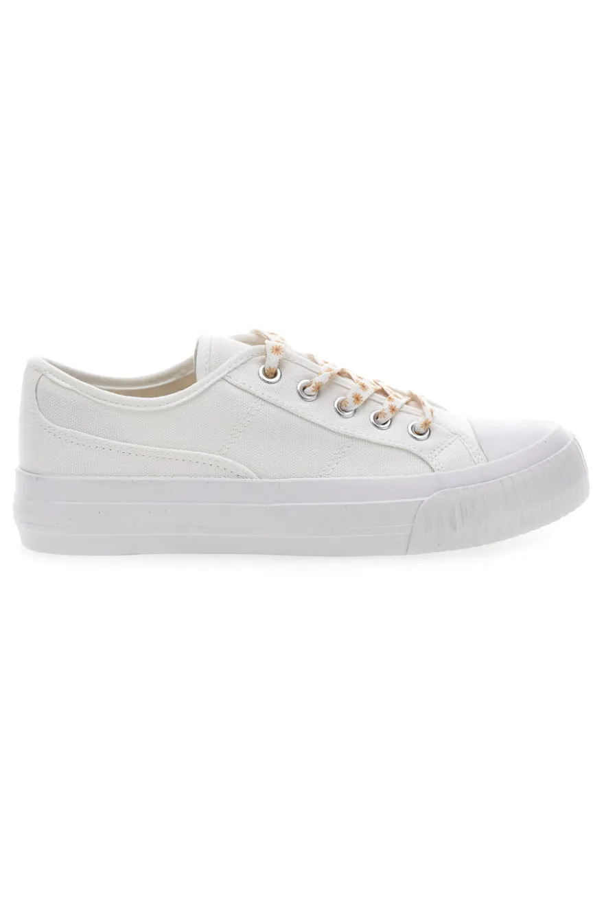 Sneakers Bianche in Tela con Lacci Colorati Me & Me 1878