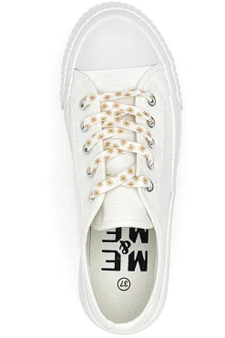 Sneakers Bianche in Tela con Lacci Colorati Me & Me 1878
