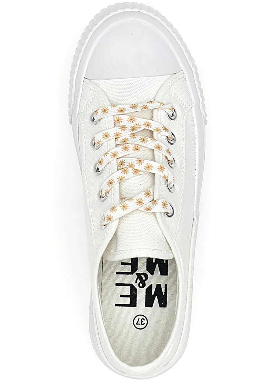 Sneakers Bianche in Tela con Lacci Colorati Me & Me 1878
