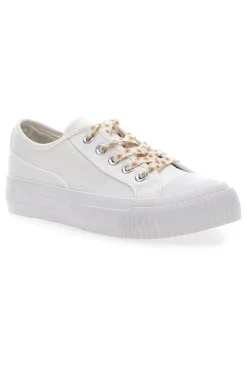 Sneakers Bianche in Tela con Lacci Colorati Me & Me 1878