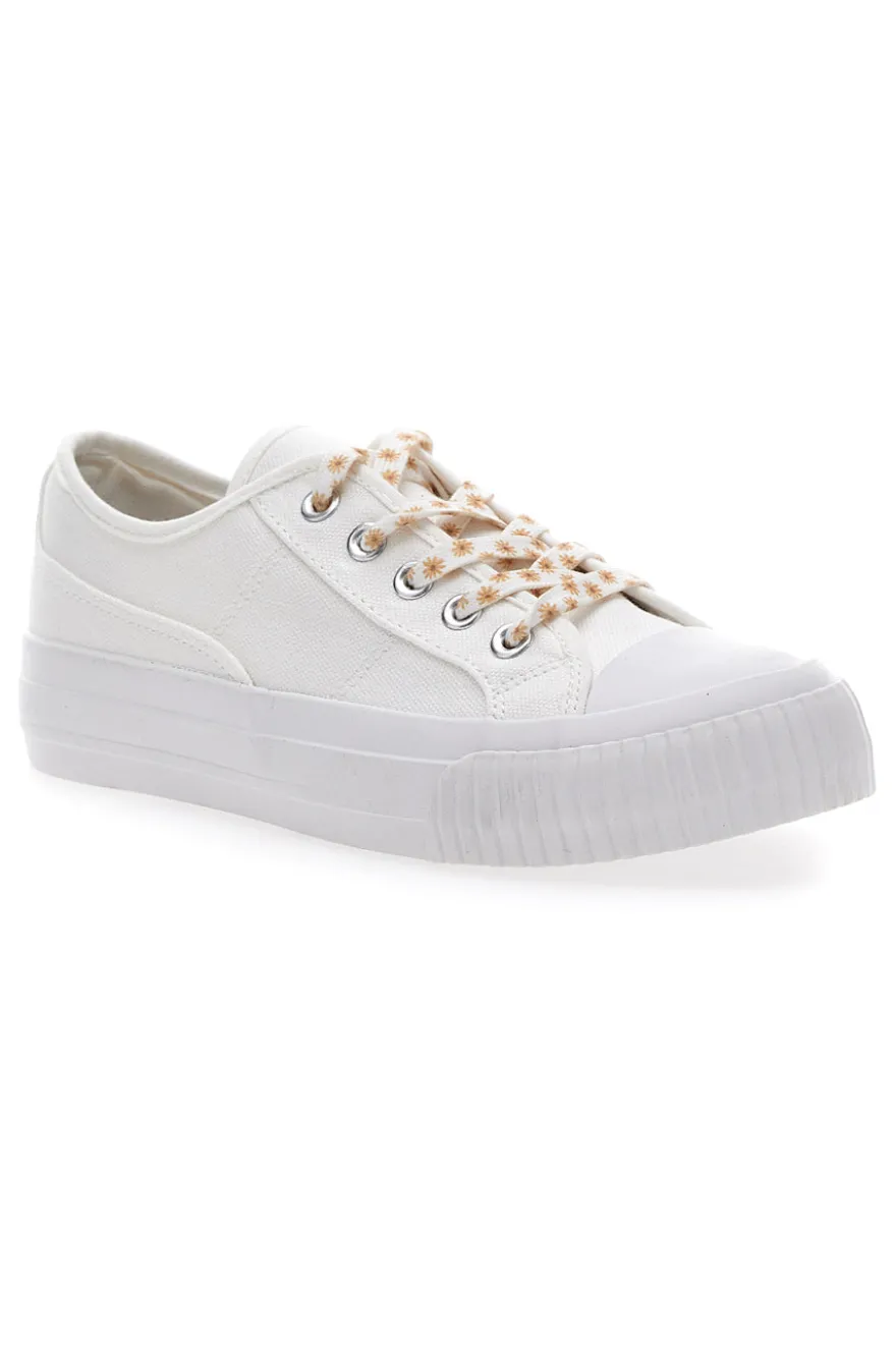 Sneakers Bianche in Tela con Lacci Colorati Me & Me 1878
