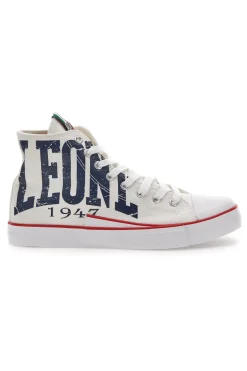 Sneakers Bianche In Tela Leone 40