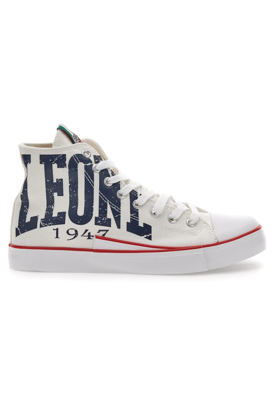 Sneakers Bianche In Tela Leone 40