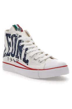 Sneakers Bianche In Tela Leone 40