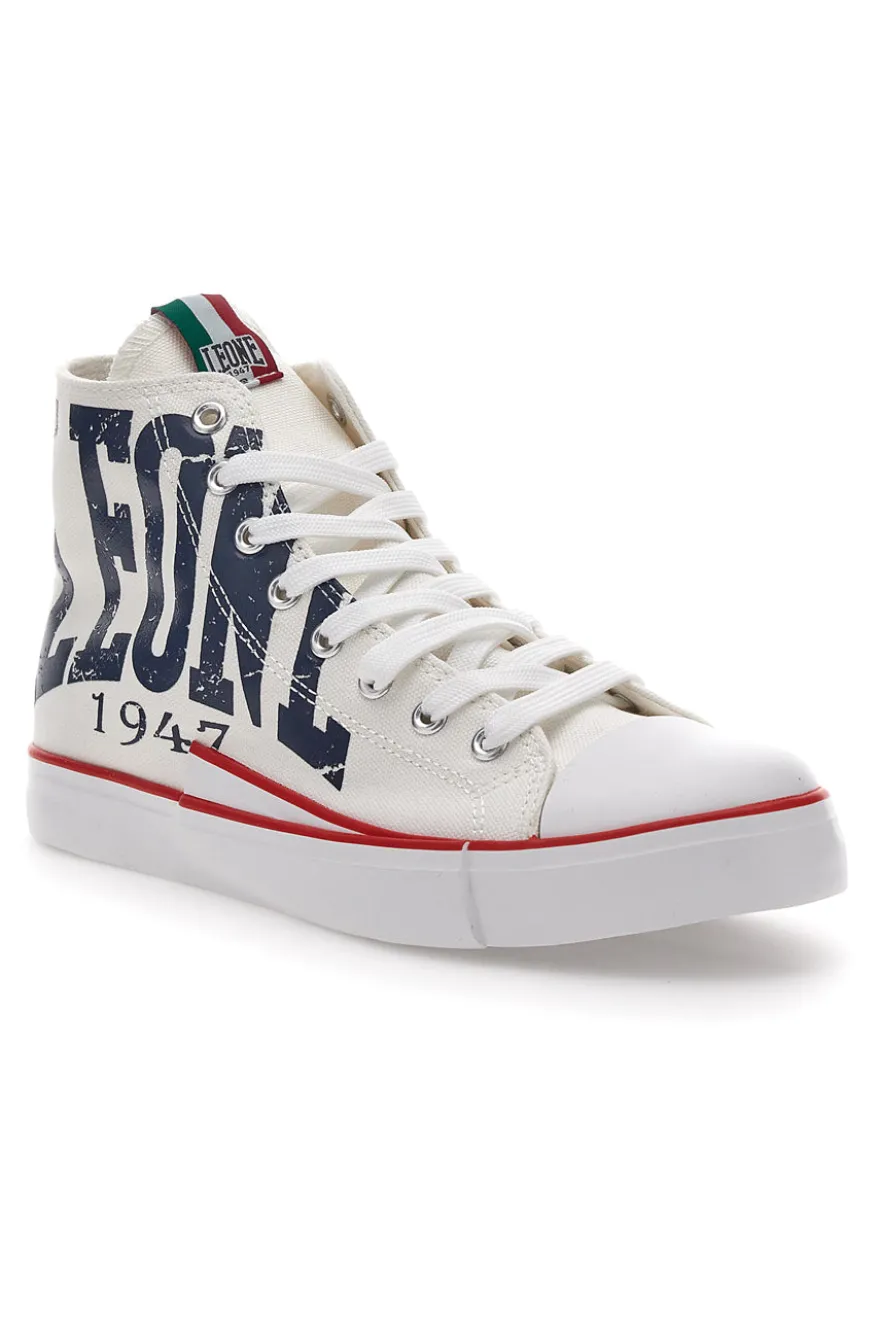 Sneakers Bianche In Tela Leone 40