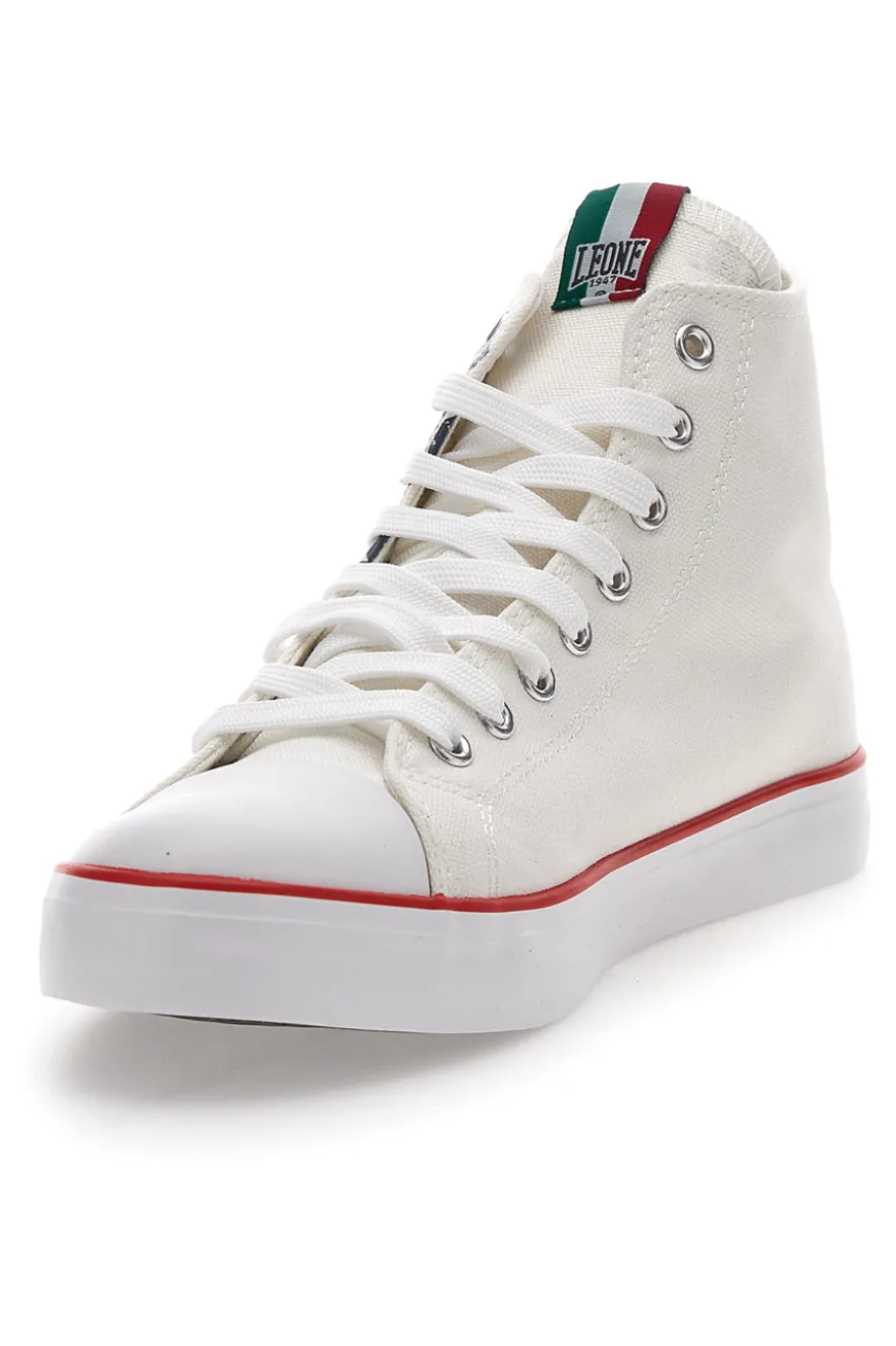 Sneakers Bianche In Tela Leone 40