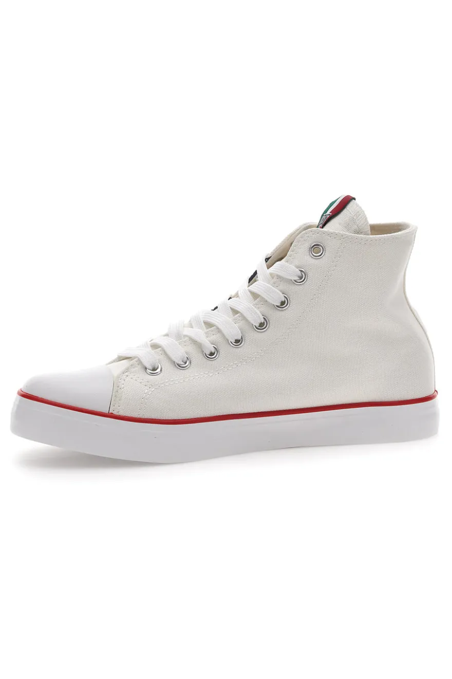 Sneakers Bianche In Tela Leone 40