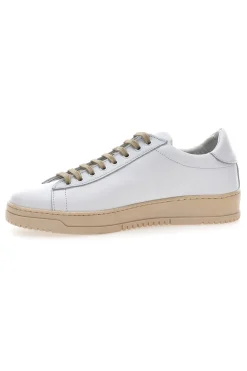 Sneakers bianche in vera pelle con inserti beige PTR 3000