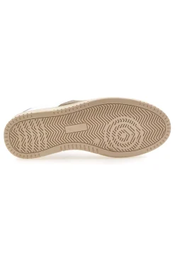Sneakers bianche in vera pelle con inserti beige PTR 3000