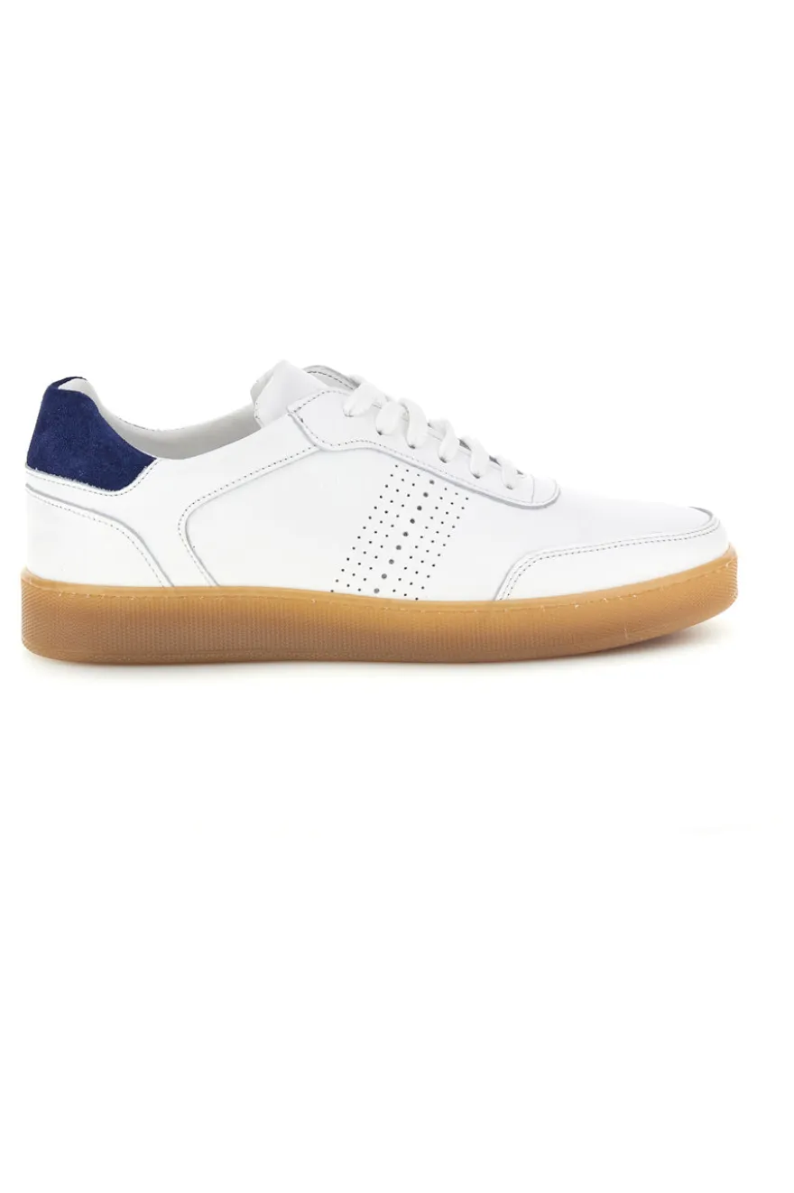 Sneakers bianche in vera pelle traforate in punta Ptr 7000