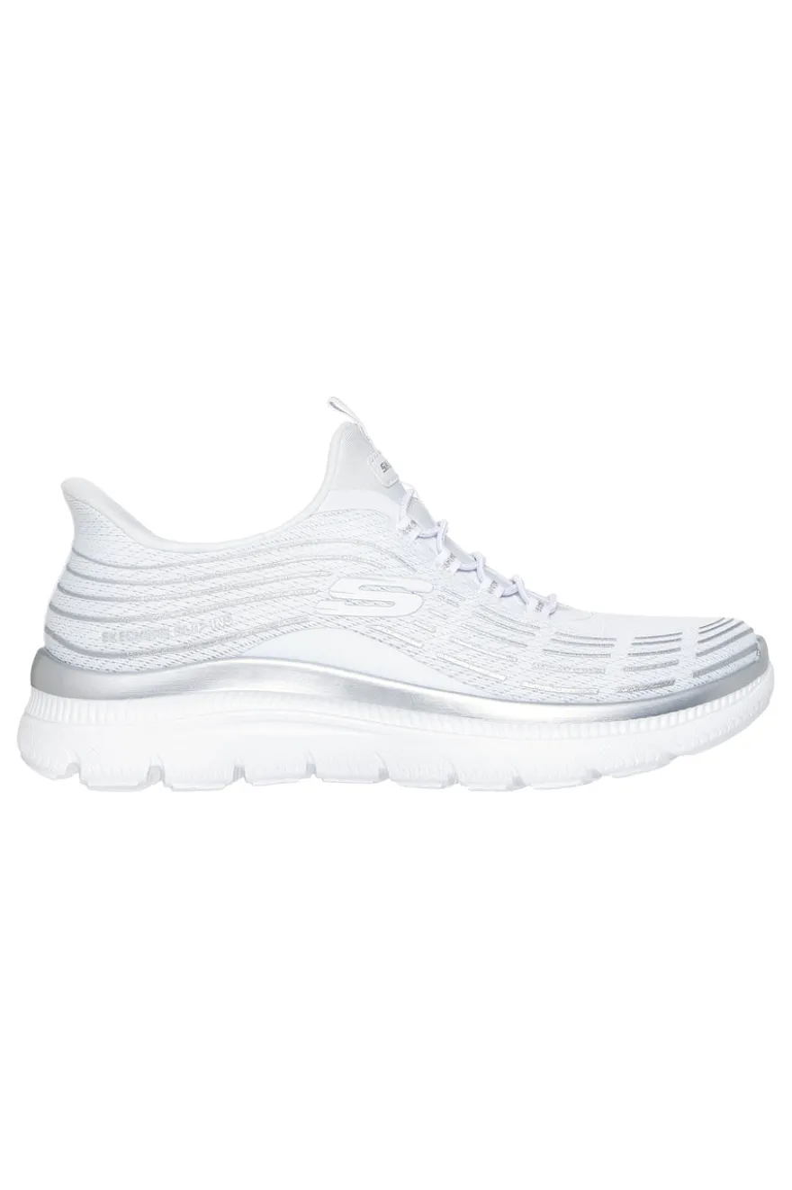 Sneakers bianche leggere in tessuto traspirante Skechers Summits Plus Soft Luster