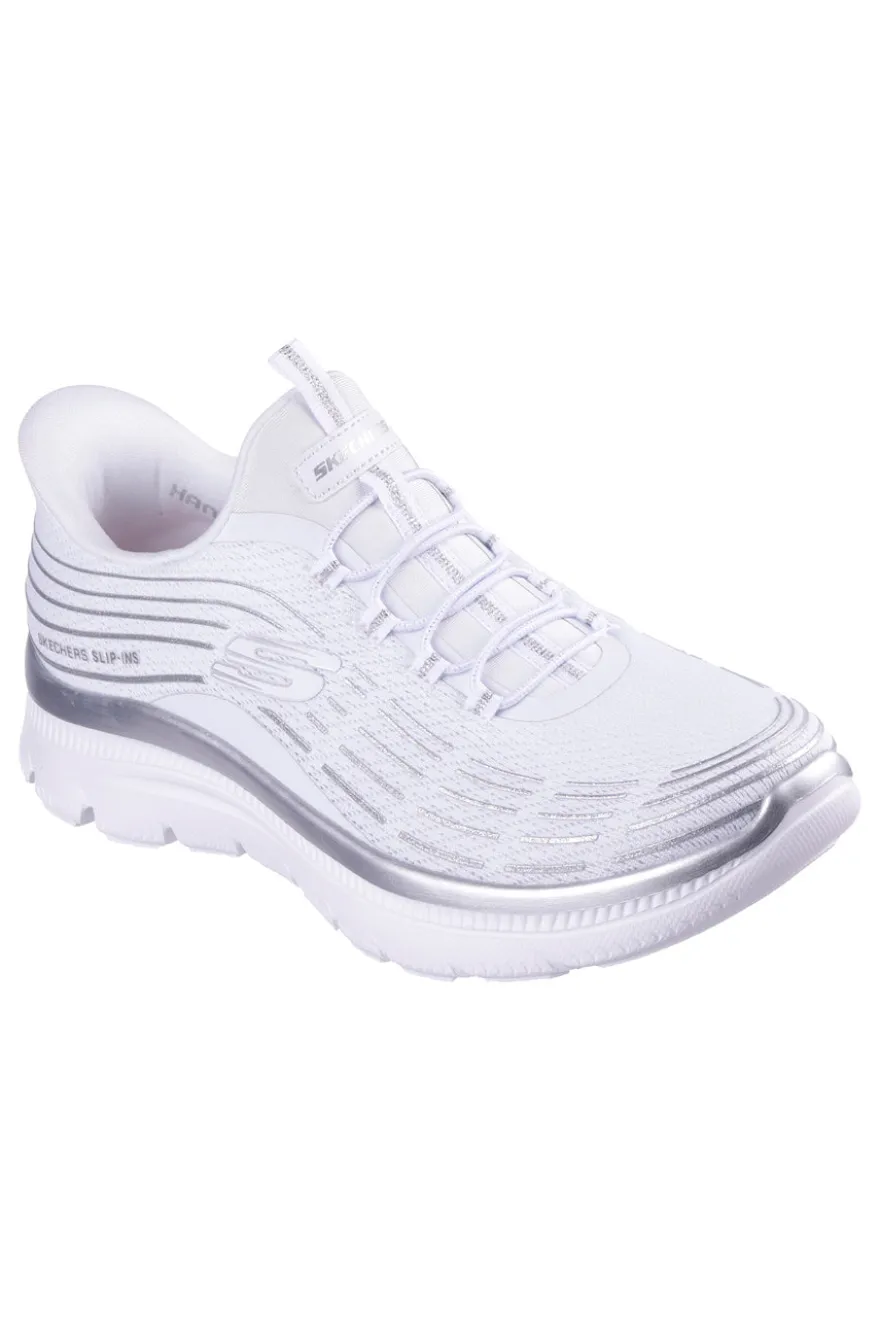 Sneakers bianche leggere in tessuto traspirante Skechers Summits Plus Soft Luster