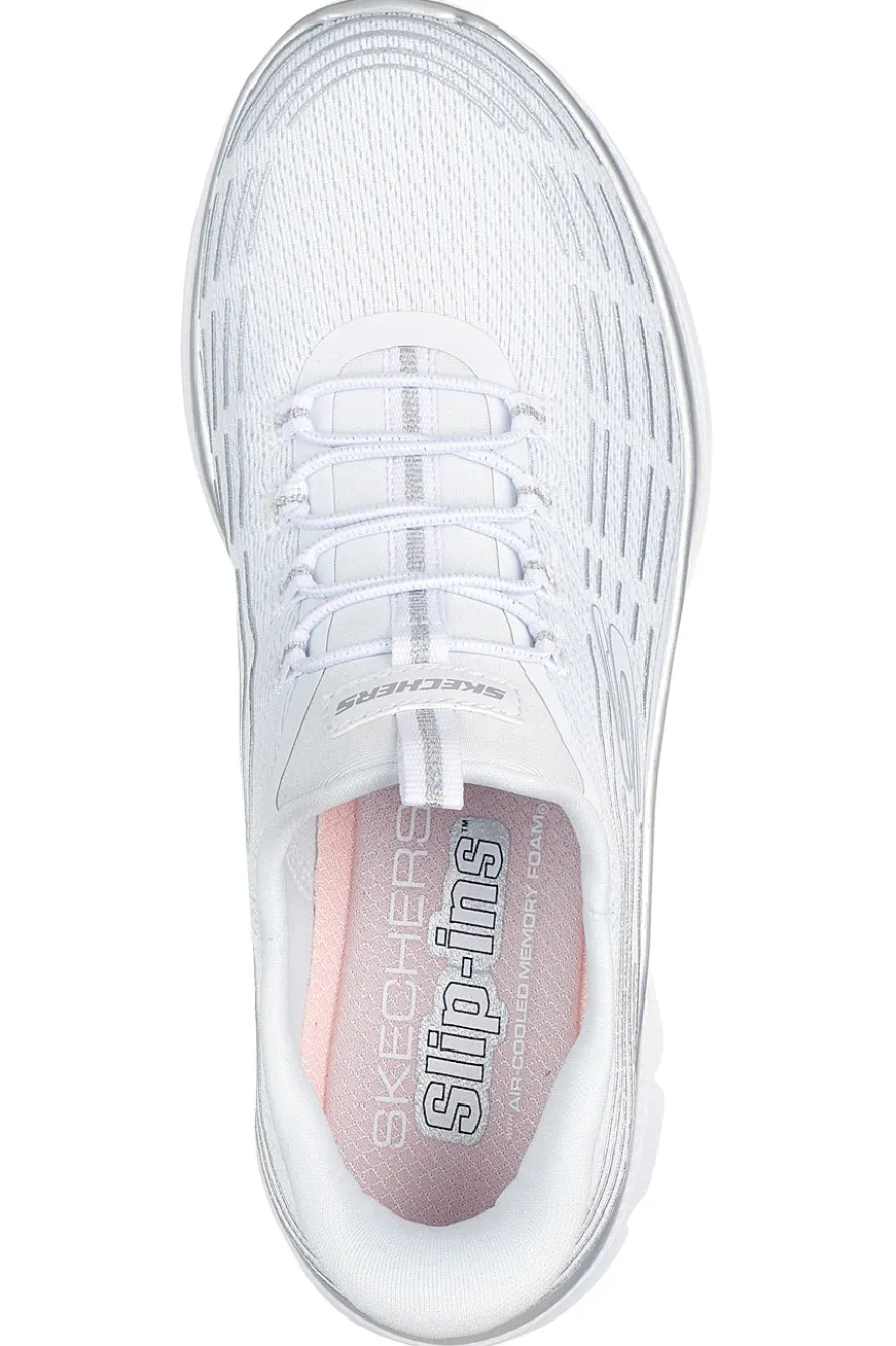 Sneakers bianche leggere in tessuto traspirante Skechers Summits Plus Soft Luster