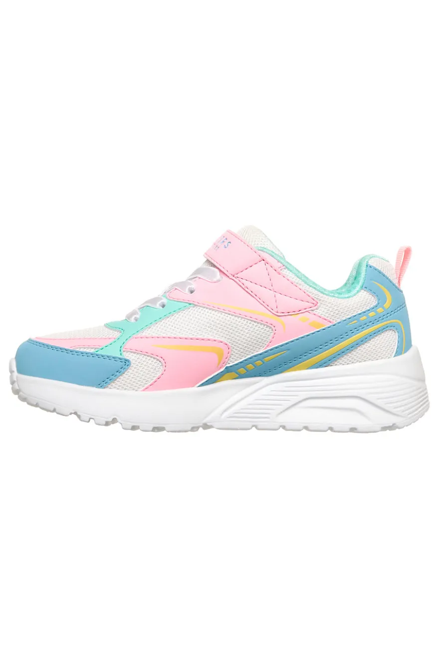 Sneakers bianche multicolor chiusura a strappo Skechers Uno Lite Vista Strike