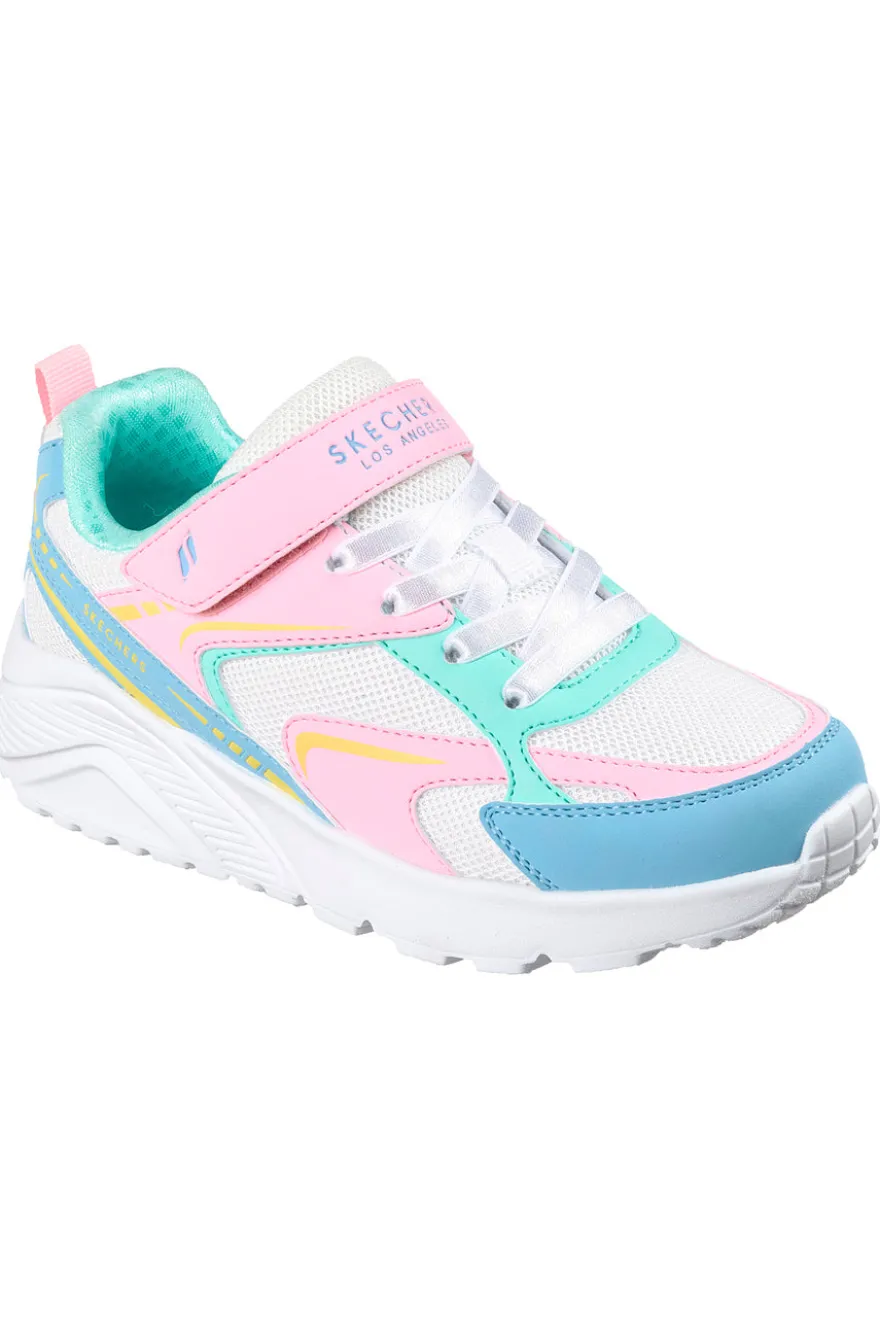 Sneakers bianche multicolor chiusura a strappo Skechers Uno Lite Vista Strike