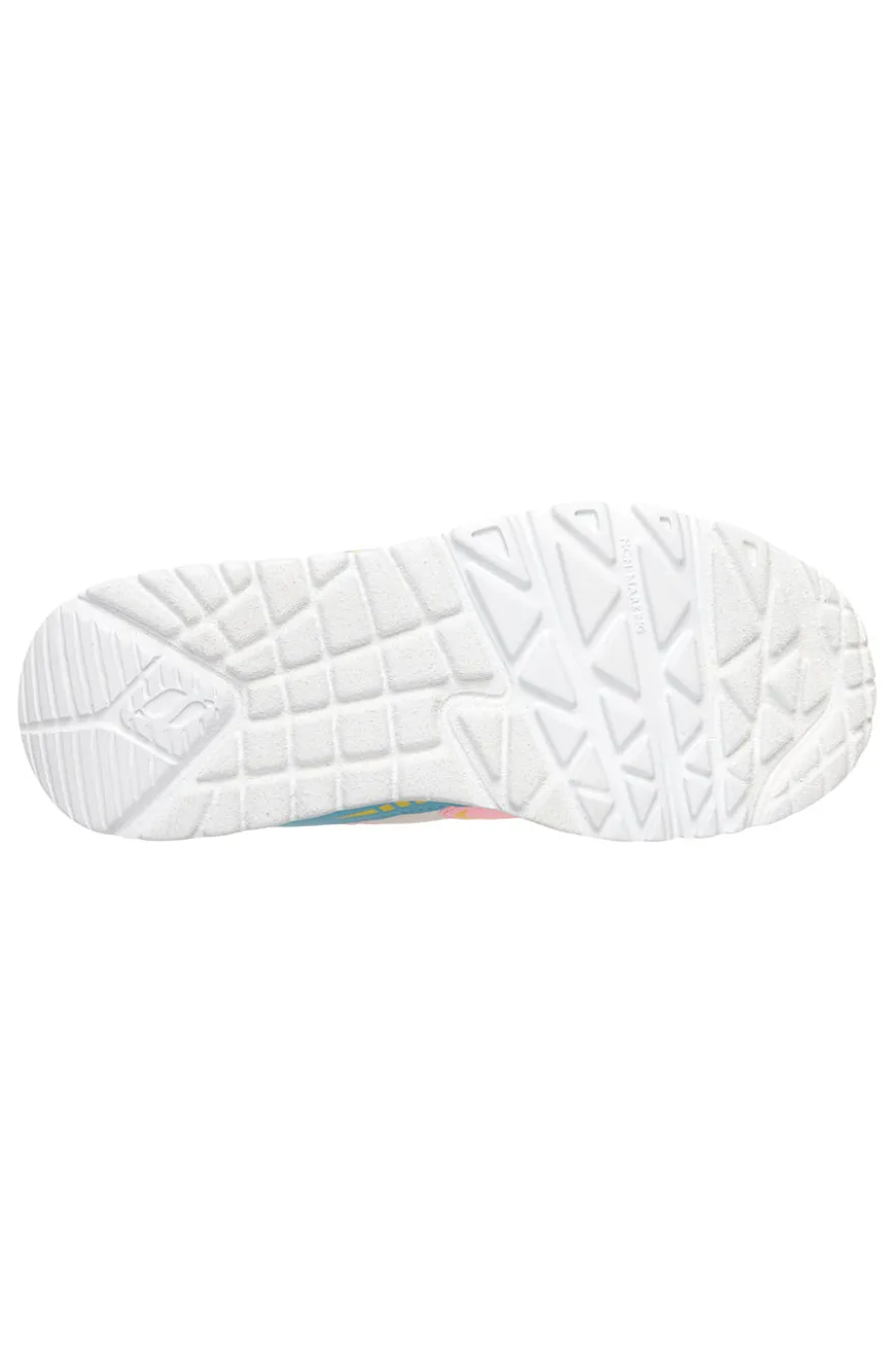 Sneakers bianche multicolor chiusura a strappo Skechers Uno Lite Vista Strike