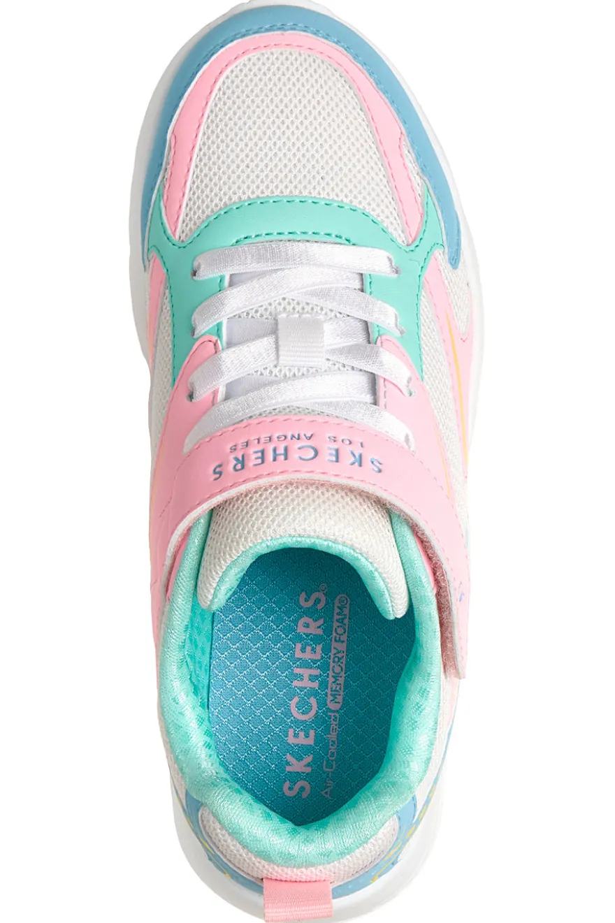 Sneakers bianche multicolor chiusura a strappo Skechers Uno Lite Vista Strike