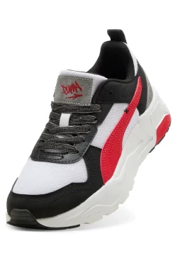 Sneakers bianche nere e rosse in mesh Puma Trinity 2 LT Mid 90s Jr