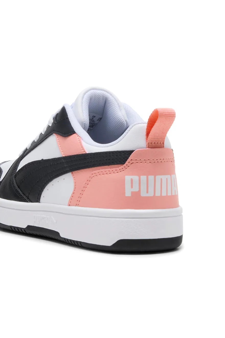 Sneakers bianche, nere e rosa Puma Rebound V6 Lo
