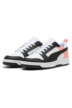 Sneakers bianche, nere e rosa Puma Rebound V6 Lo