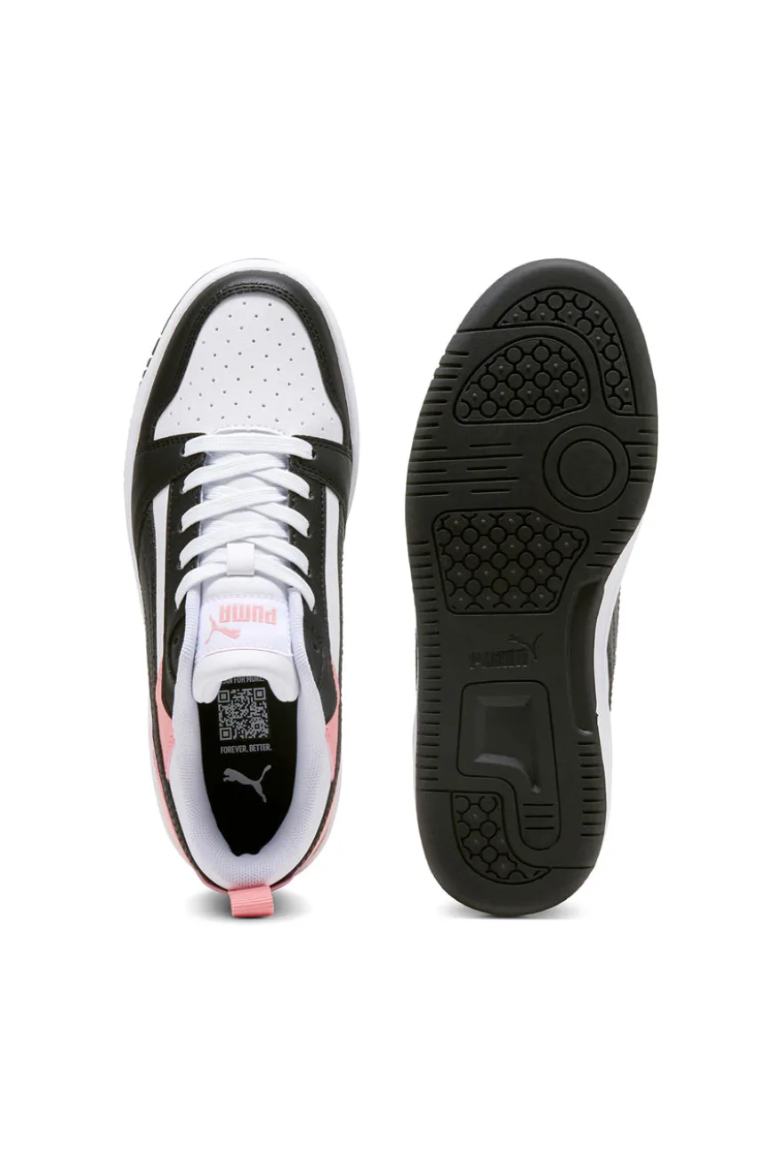 Sneakers bianche, nere e rosa Puma Rebound V6 Lo