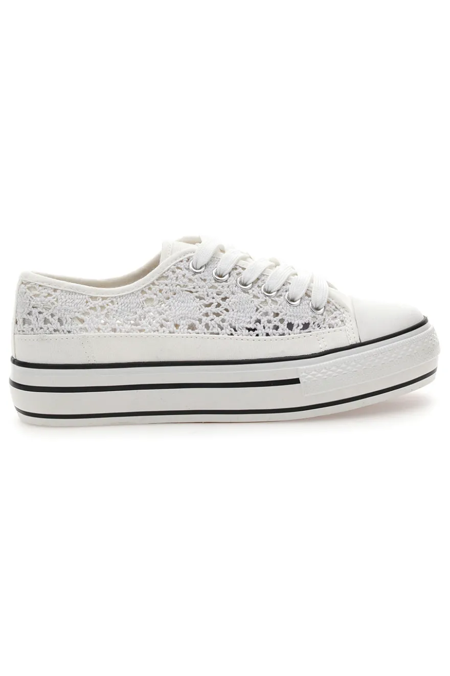 Sneakers bianche platform con dettagli a contrasto Energy E108