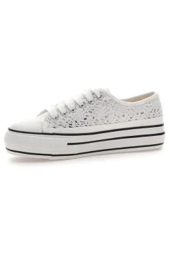 Sneakers bianche platform con dettagli a contrasto Energy E108