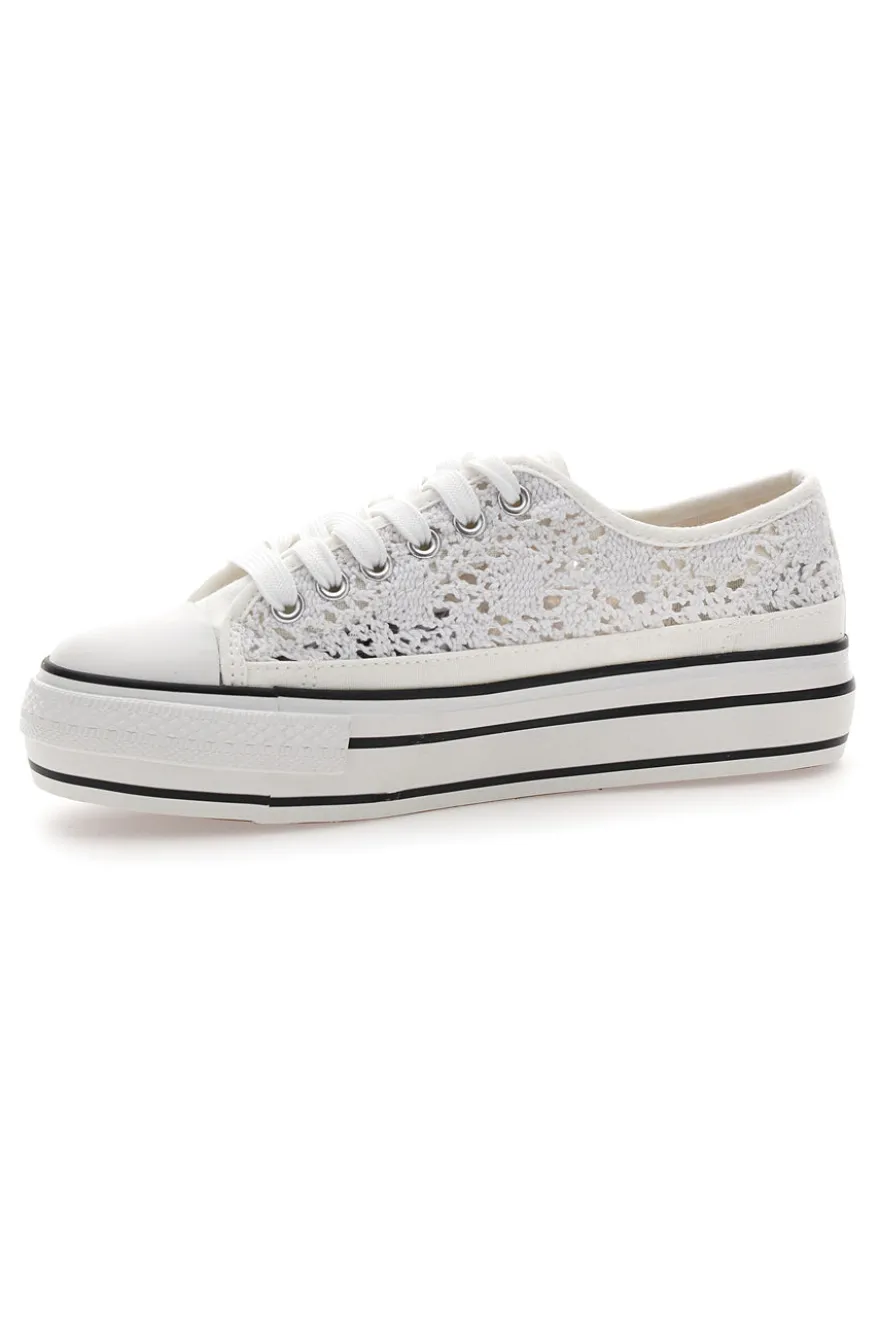 Sneakers bianche platform con dettagli a contrasto Energy E108