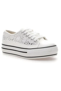 Sneakers bianche platform con dettagli a contrasto Energy E108
