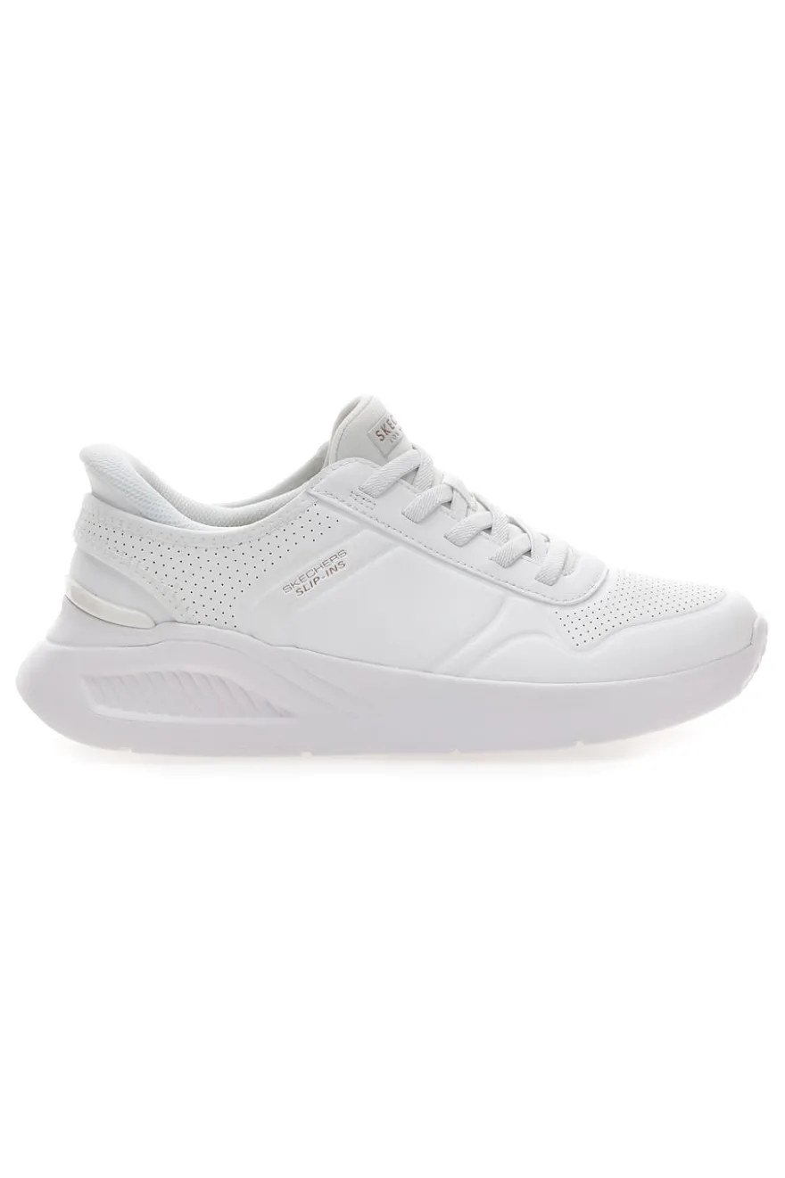 Sneakers bianche slip-ins con platform e memory foam Skechers Uno Lite Floating Steps