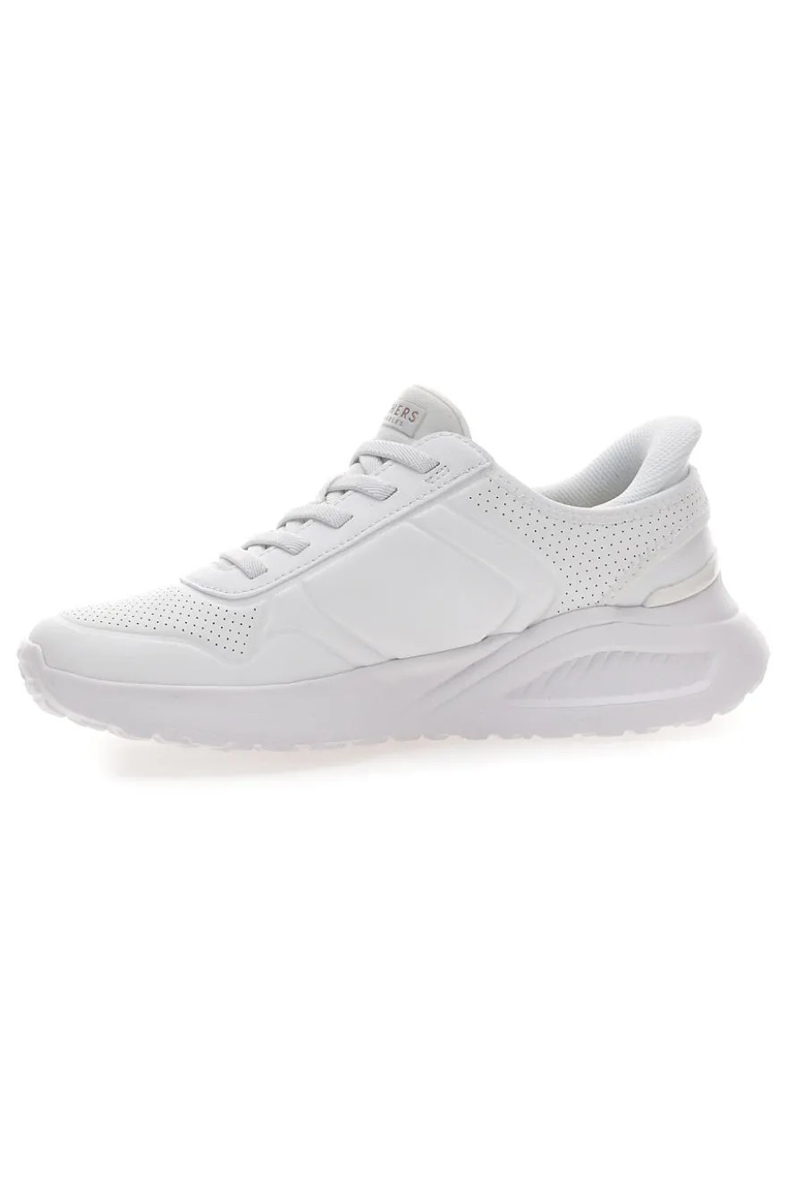 Sneakers bianche slip-ins con platform e memory foam Skechers Uno Lite Floating Steps