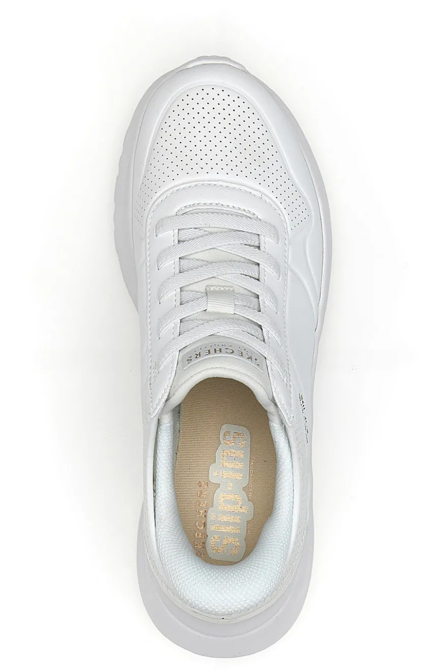 Sneakers bianche slip-ins con platform e memory foam Skechers Uno Lite Floating Steps