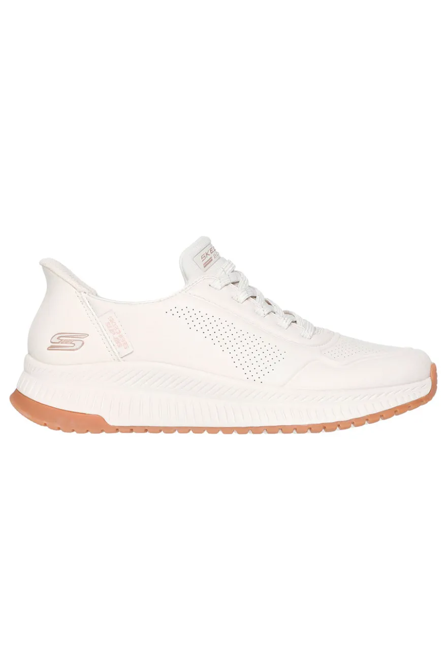 Sneakers bianche slip-on con Memory Foam Skechers BOBS SQUAD 4 KEY LOOK
