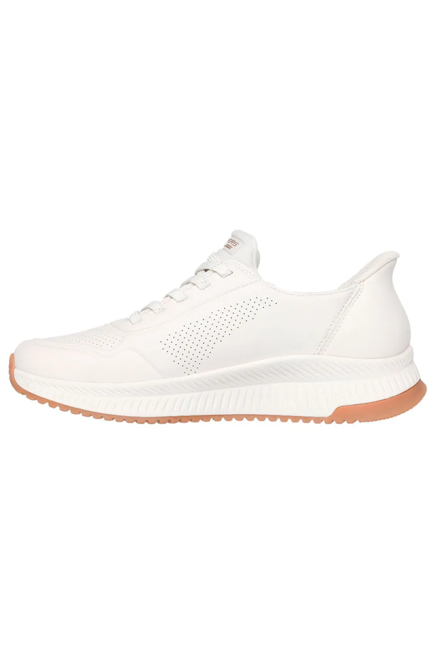 Sneakers bianche slip-on con Memory Foam Skechers BOBS SQUAD 4 KEY LOOK