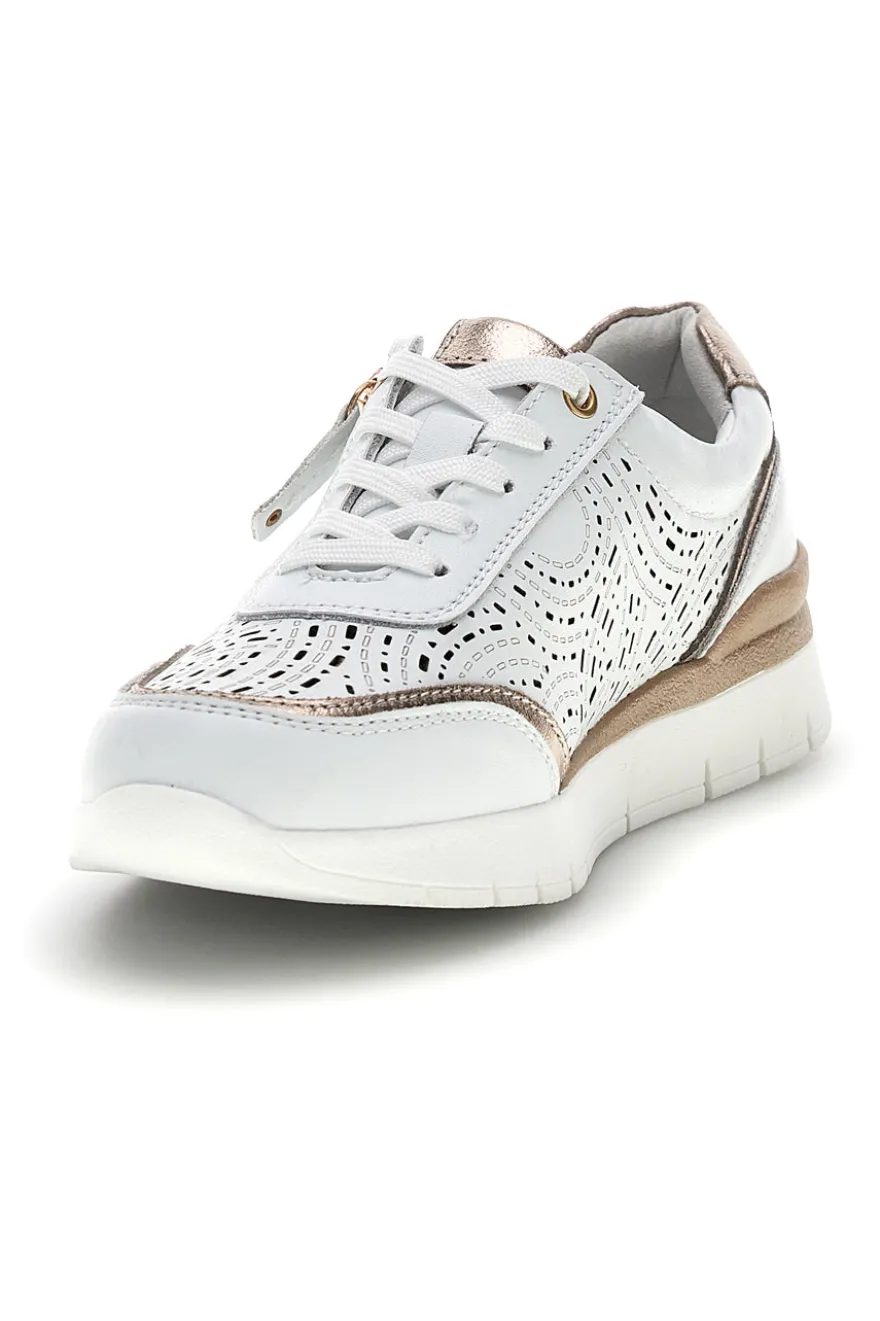 Sneakers bianche traforate in pelle con suoletta estraibile Prima riga 33314