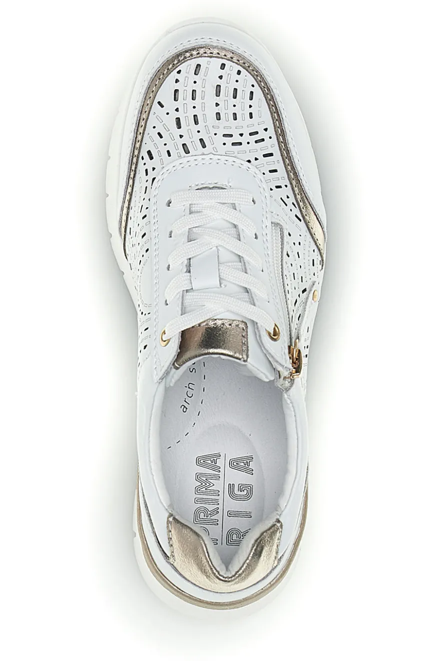 Sneakers bianche traforate in pelle con suoletta estraibile Prima riga 33314