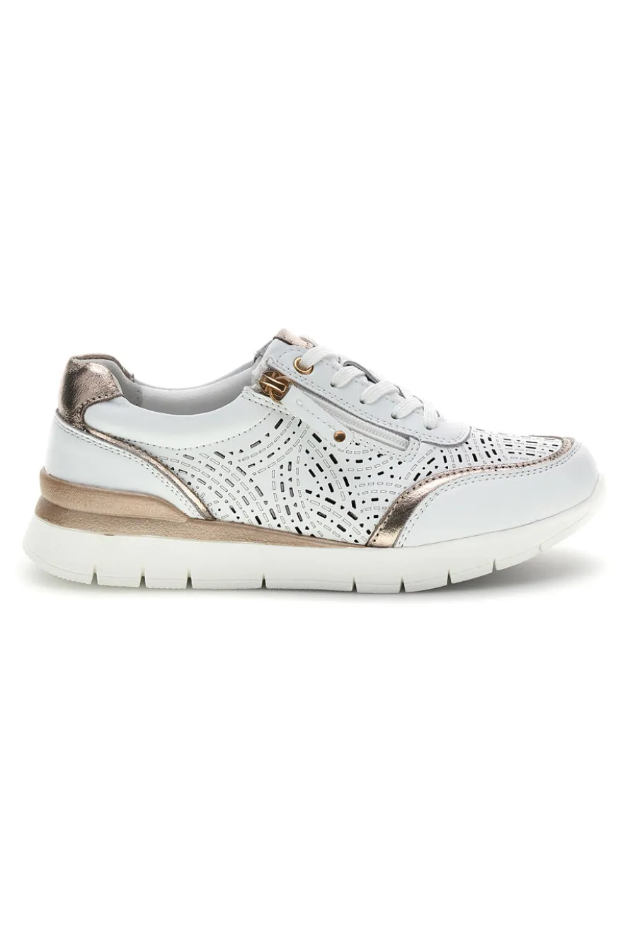 Sneakers bianche traforate in pelle con suoletta estraibile Prima riga 33314