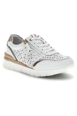 Sneakers bianche traforate in pelle con suoletta estraibile Prima riga 33314