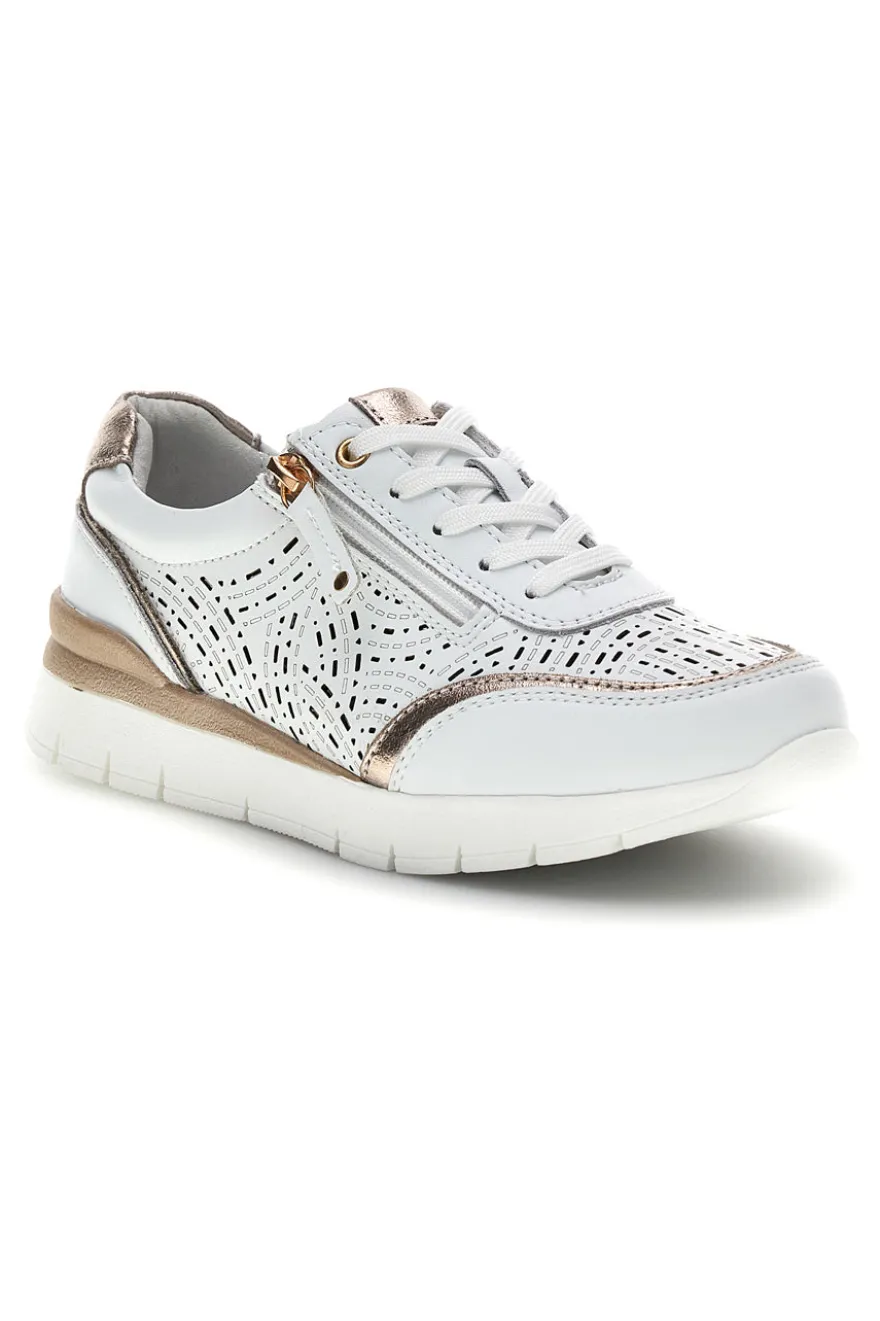 Sneakers bianche traforate in pelle con suoletta estraibile Prima riga 33314