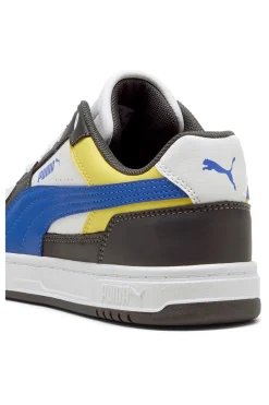 Sneakers bianche verdi blu e gialle stile court Puma Caven III Block Jr
